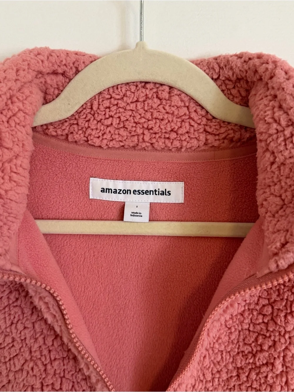 Amazon Essentials Pink Sherpa Quarter Zip Fleece Pullover Jacket 1X